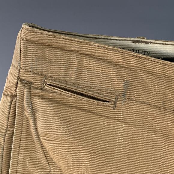 RRL by RALPH LAUREN Size 31 Khaki Cotton Cuffed Straight Button Fly Casual Pants - Picture 8 of 12